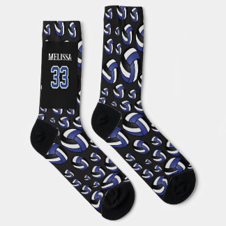 Personalize Dark Blue, Black and White Volleyball Socks