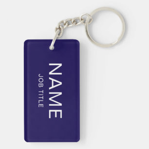 Personalize Dark Blue Rectangle (double-sided) Keychain