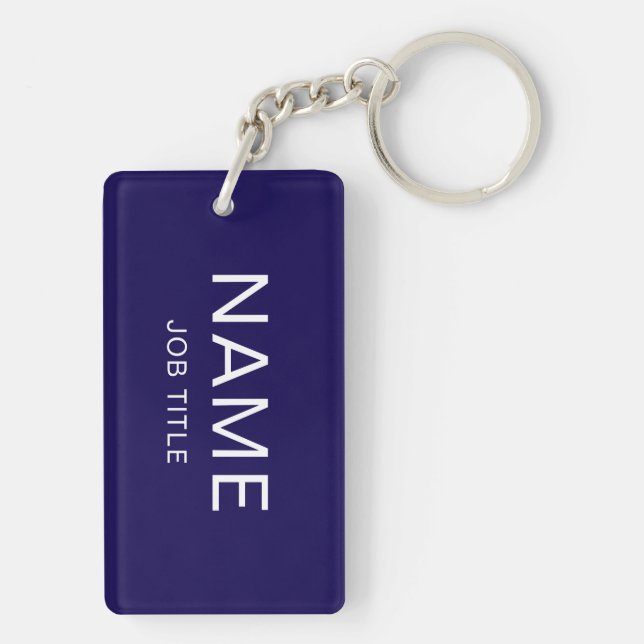 Personalize Dark Blue Rectangle (double-sided) Keychain (Back)