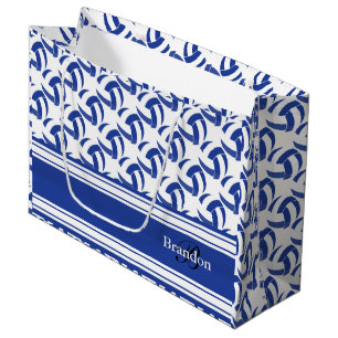 Personalize Dark Blue Volleyballs Large Gift Bag