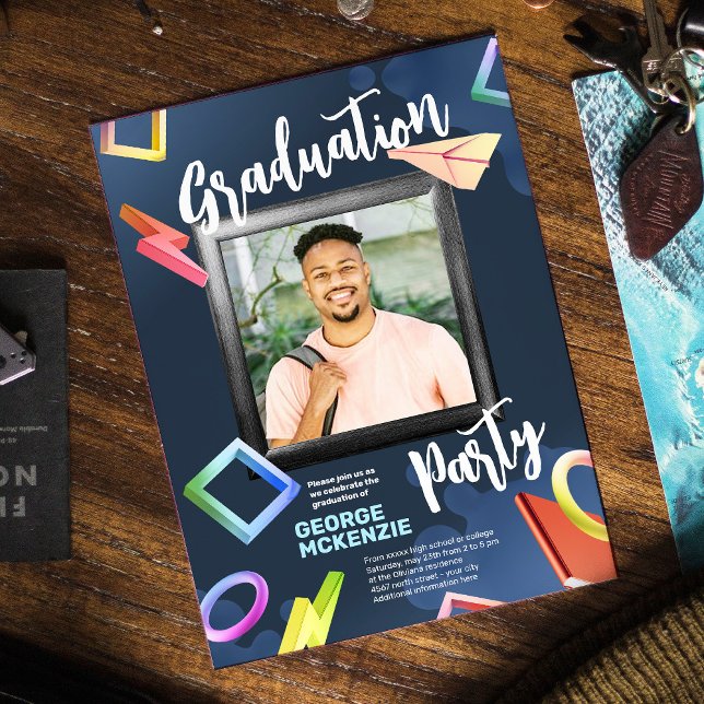 Personalize dark fancy graduation party invitation (Creator Uploaded)