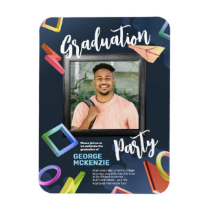 Personalize dark fancy graduation party magnet