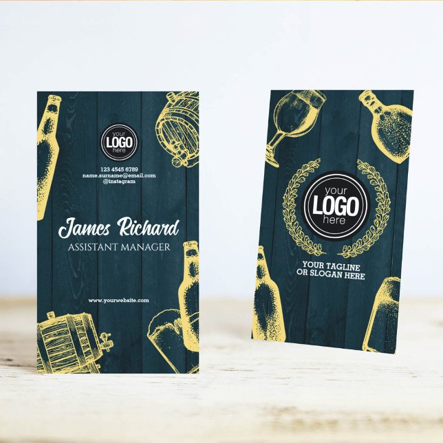 Personalize Dark Green Brewery Theme Business Card (Creator Uploaded)