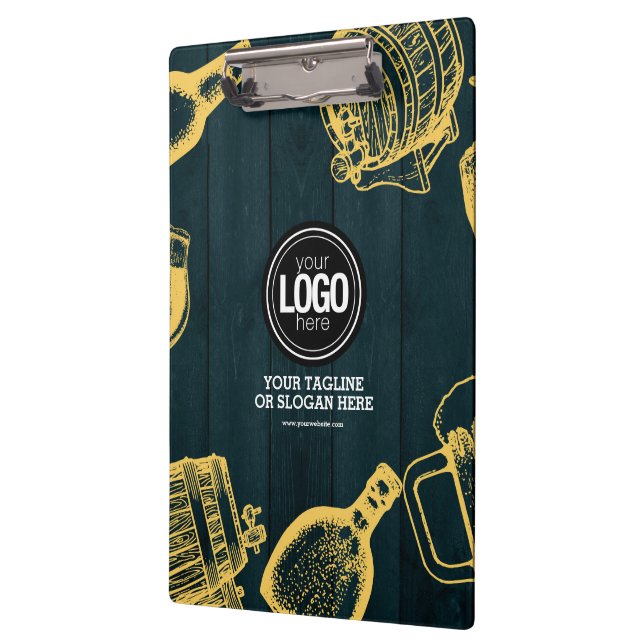 Personalize Dark Green Brewery Theme Clipboard (Left)