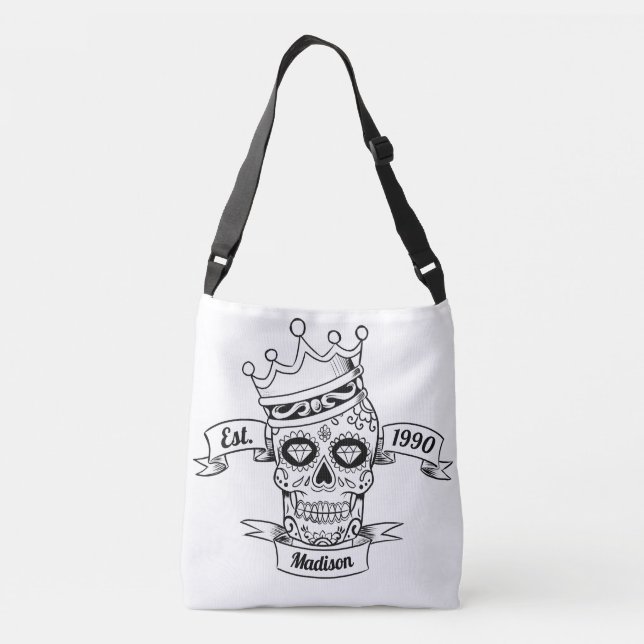 Personalize Day of the Dead Crossbody Bag Purse (Back)