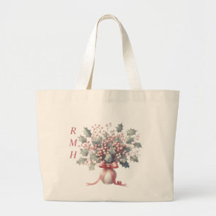 Personalize December Holly Tote Bag