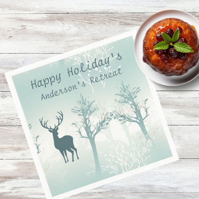 Personalize - Deer and Tree Pattern Napkin (Creator Uploaded)