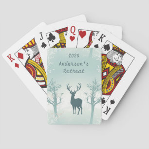 Personalize Deer and Tree Pattern Playing Cards