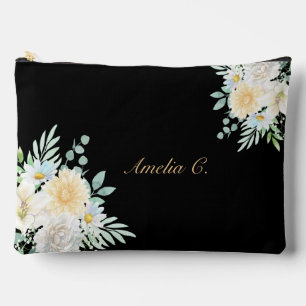Personalize Delicate Watercolor Florals Accessory Pouch