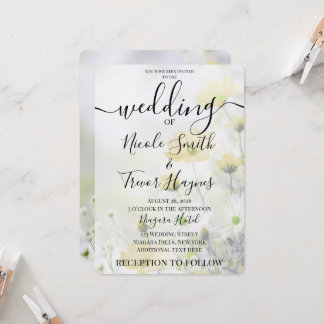 Personalize: Delicate Yellow Flowers Wedding Invitation
