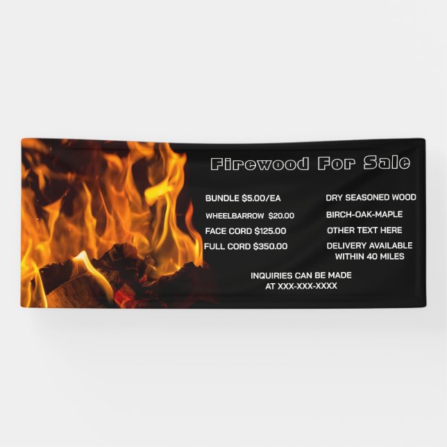Personalize Detailed Firewood For Sale Business Banner (Horizontal)