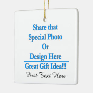 Personalize Different Image Both Sides-Black Text Ceramic Ornament