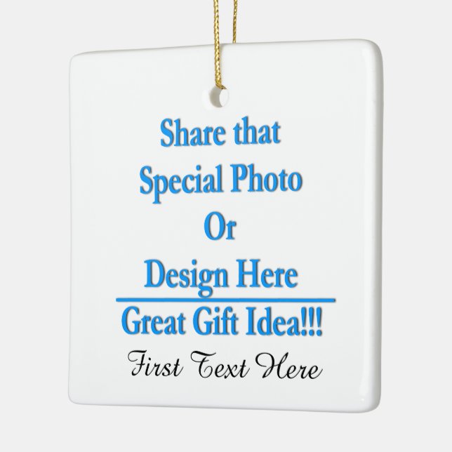 Personalize Different Image Both Sides-Black Text Ceramic Ornament (Left)