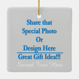 Personalize Different Image Both Sides-White Text Ceramic Ornament