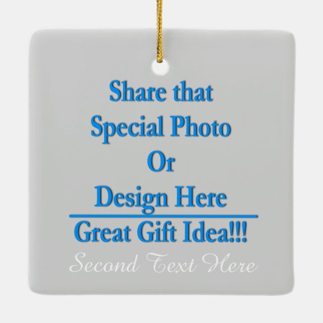 Personalize Different Image Both Sides-White Text Ceramic Ornament (Back)