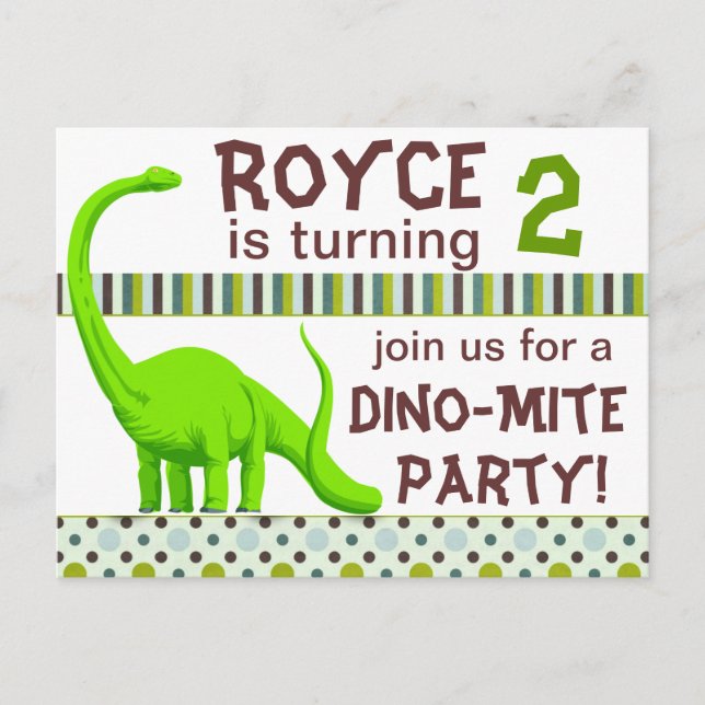 Personalize Dinosaur Birthday Invitation Postcard (Front)