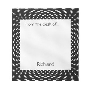 Personalize - Distorted Black and White Checks Notepad