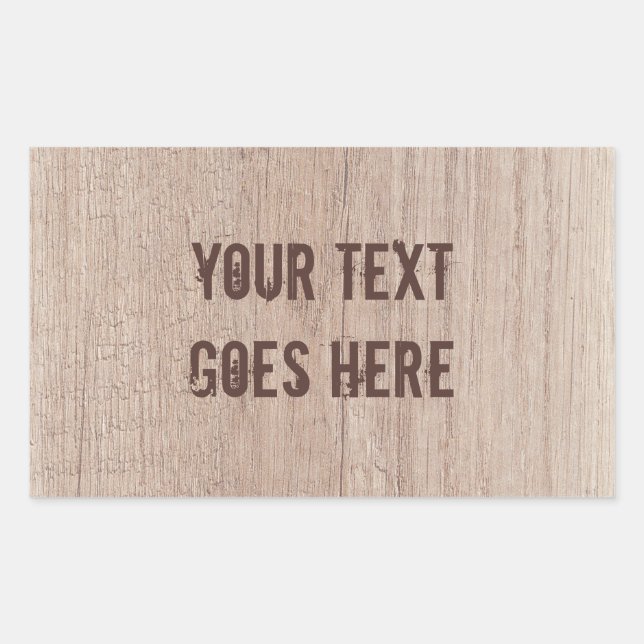 Personalize Distressed Text Brown Wood Board Sticker (Front)