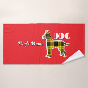 Personalize DOG Logo Red Doggie  Bath Towel