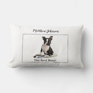 Personalize Dog Newspaper Boss’s Day, Humour Lumbar Pillow