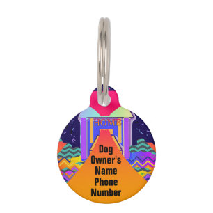 Personalize Dog Owner's Name Phone Number Round  Pet Tag