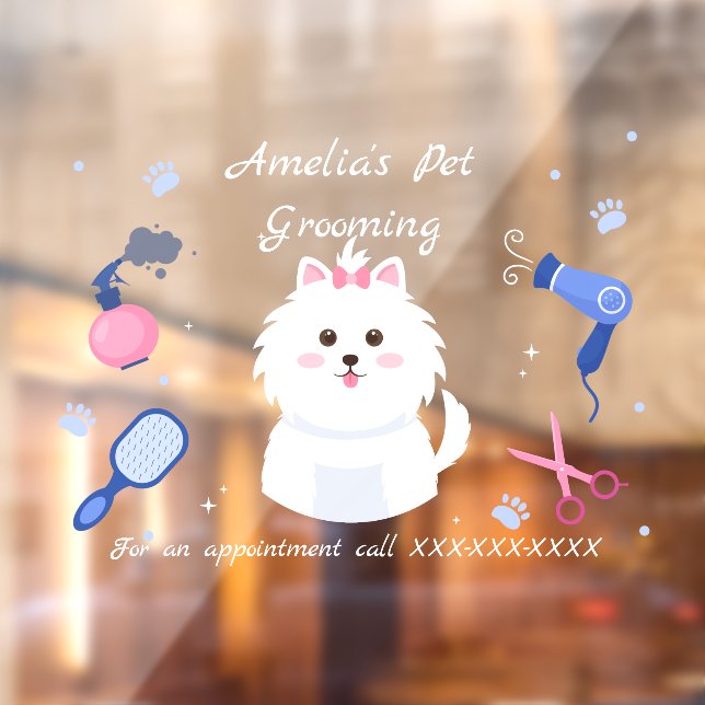 Personalize Dog Pet Grooming Shop Front Window Cling (Sheet 2)