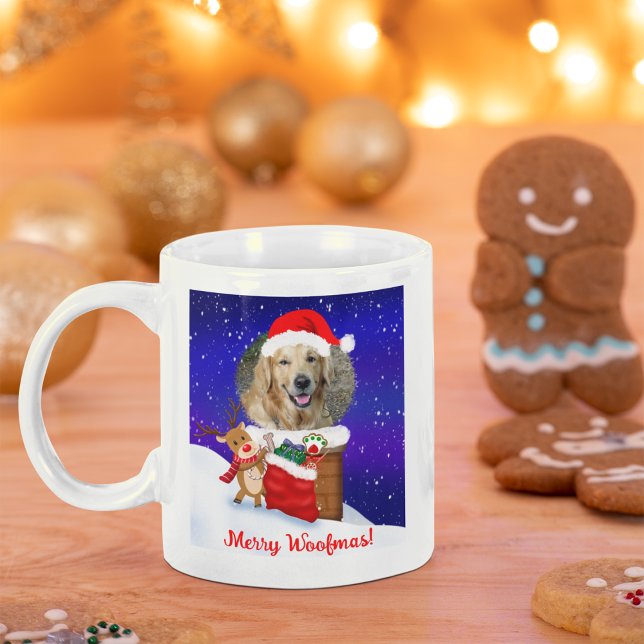 Personalize Dog Santa Rooftop Reindeer With Gifts  Coffee Mug (Creator Uploaded)