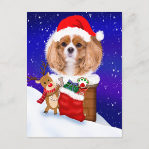 Personalize Dog Santa Rooftop Reindeer With Gifts Postcard