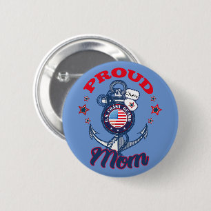 Personalize Dog Tag Proud U.S. Coast Guard Mom 2 Inch Round Button