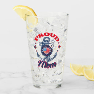 Personalize Dog Tag Proud U.S. Coast Guard Mom Glass