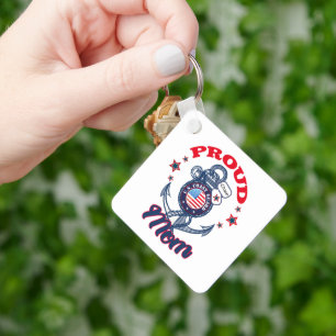 Personalize Dog Tag Proud U.S. Coast Guard Mom Keychain