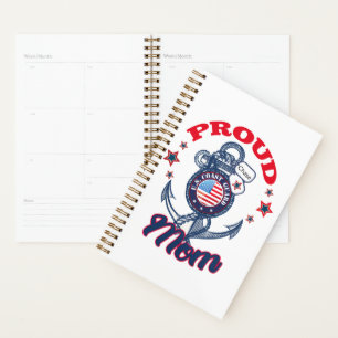 Personalize Dog Tag Proud U.S. Coast Guard Mom Planner