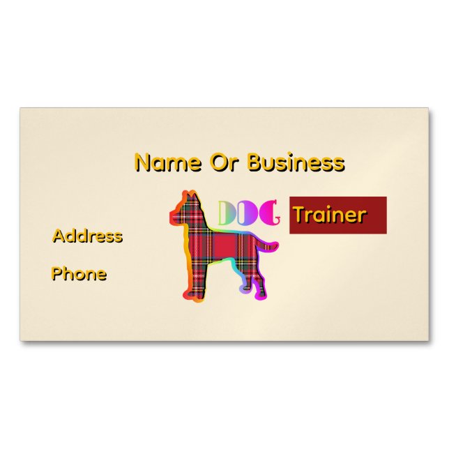 Personalize Dog Trainer Beige   Magnetic Business Card (Front)