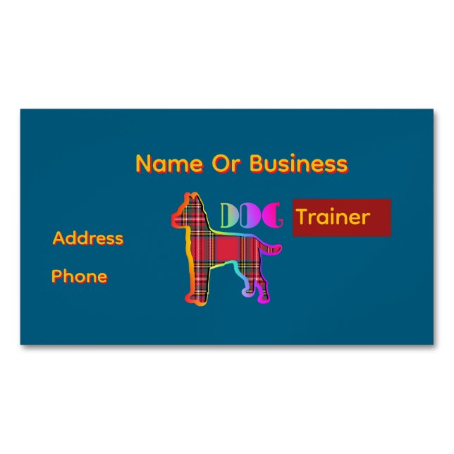 Personalize Dog Trainer  Magnetic Business Card (Front)