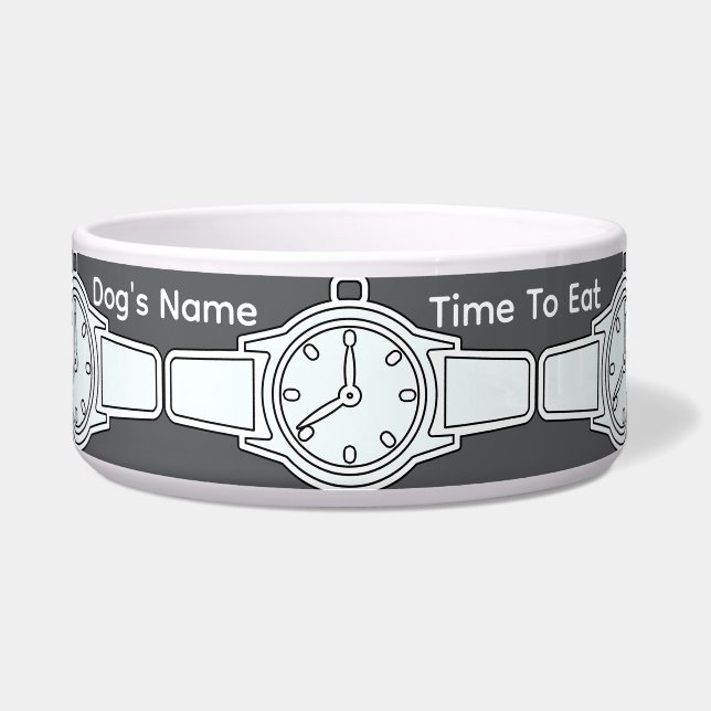 Personalize Dog's Name Time To Eat Grey   (Front)