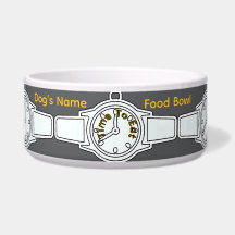 Personalize Dog's Name Time To Eat Grey Food    