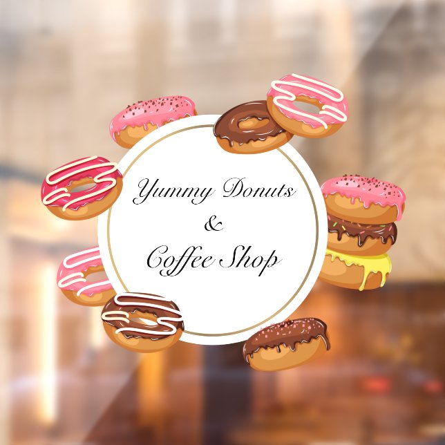 Personalize Doughnut Coffee Bakery Baked Goods Sho Window Cling (Sheet 2)