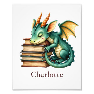 Personalize Dragon Art Print Custom Nursery Kids 