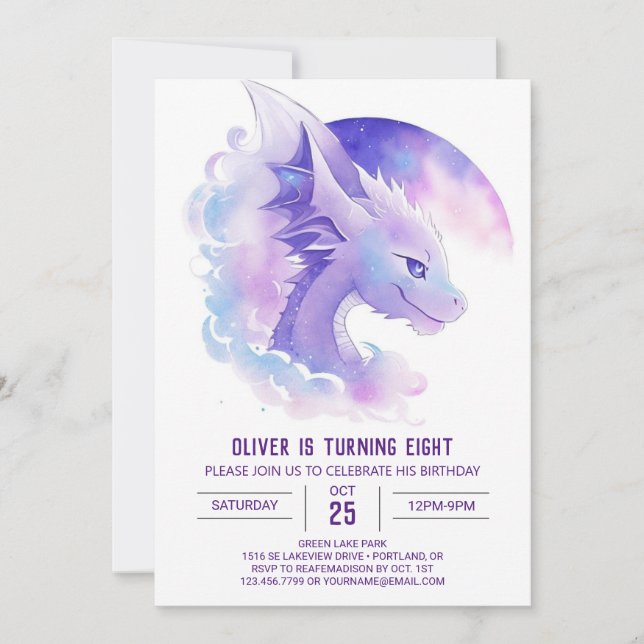 Personalize Dragon Birthday Invitation (Front)
