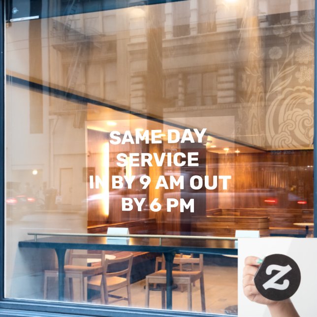 Personalize Dry Cleaners Fast Drop Off Pick Up  Window Cling (Cafe Window)