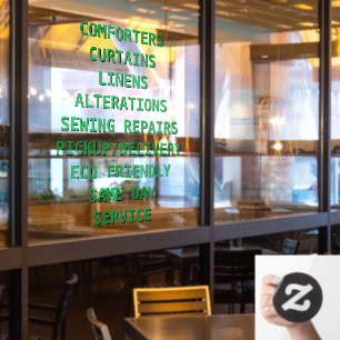 Personalize Dry Cleaners Services Front Window Cling
