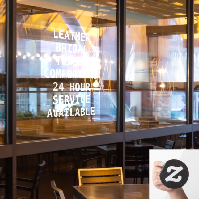 Personalize Dry Cleaners Services Front Window Cling (Restaurant Window)