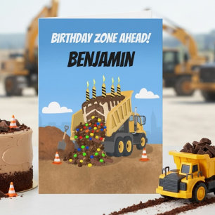 Personalize Dump Truck Birthday Card