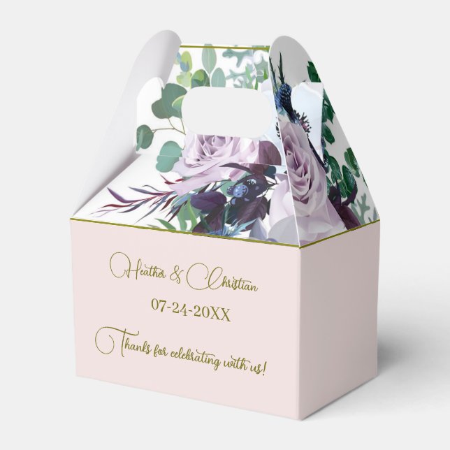Personalize Dusty Violet Lavender Mauve Wedding  Favor Box (Front Side)