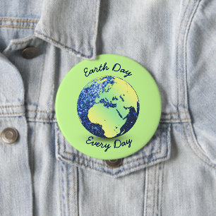 Personalize Earth Day blue sparkles Globe 4 Inch Round Button