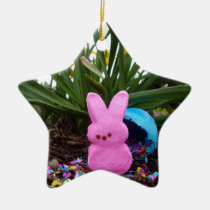 Personalize Easter Bunny Peace Love Art Destiny Ceramic Ornament