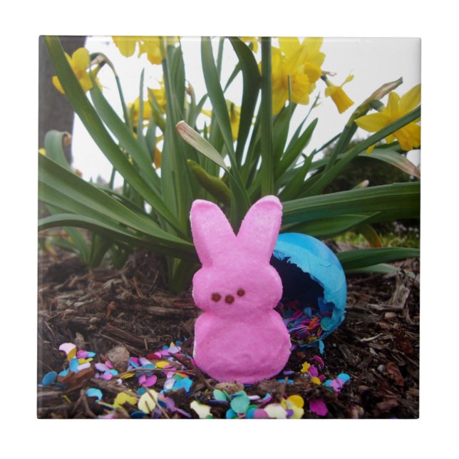 Personalize Easter Bunny Peace Love Art Destiny Tile (Front)