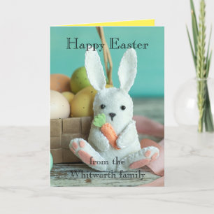 Personalize Easter Card - Felt Bunny Family Card