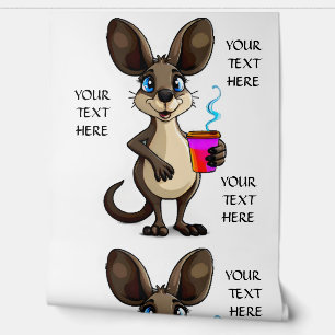 Personalize Edit Text Kangaroo Hot Coffee Decor Wallpaper