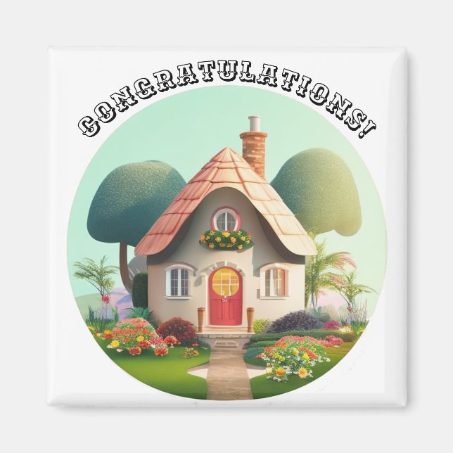 Personalize Edit Text Name Congratulations House Magnet (Front)